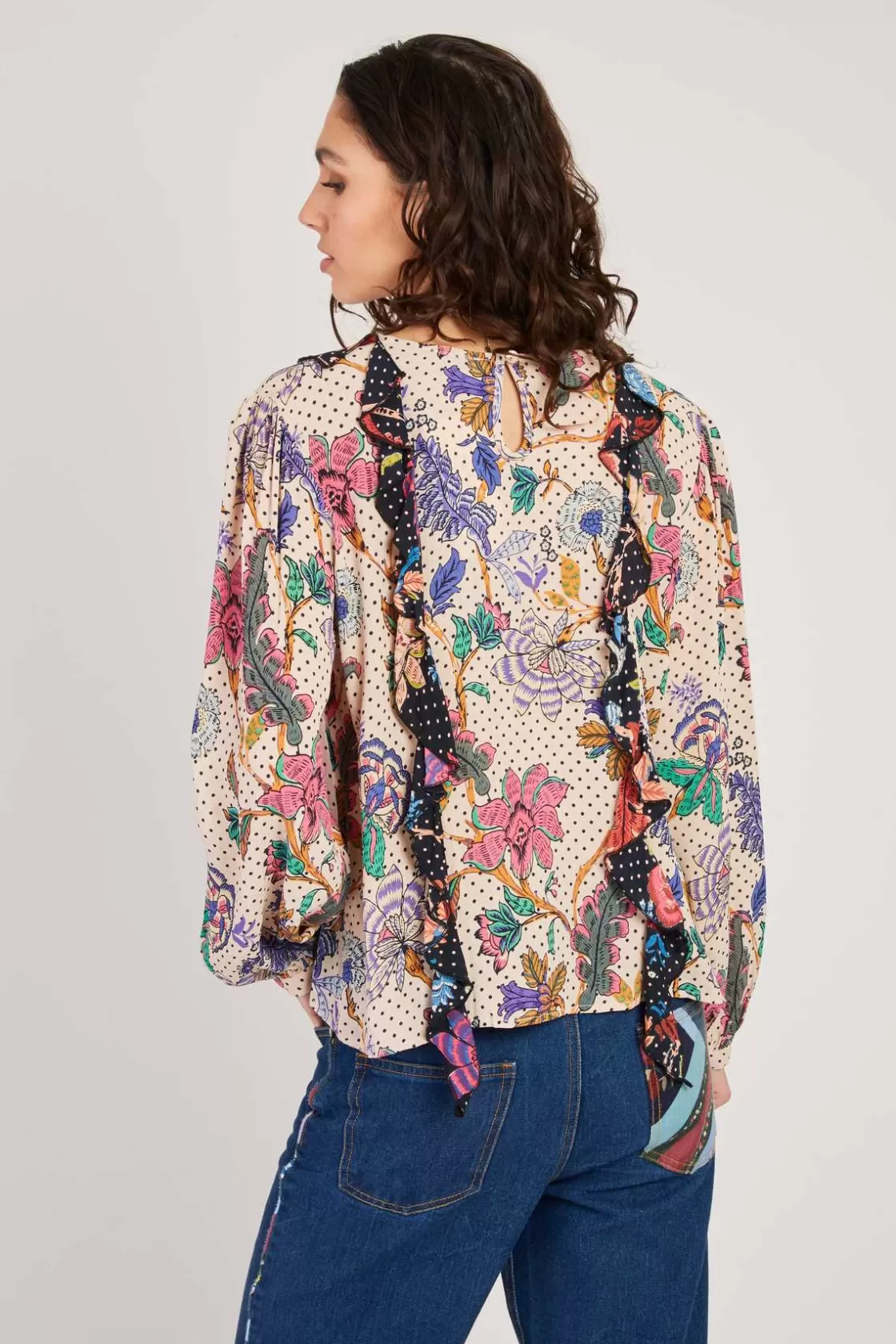 blouse_imprime_manches_bouffantes_fabienne_3.webp Maison Derhy Les Blouses, Chemisiers & Tops-Blouse imprimée manches bouffantes FABIENNE