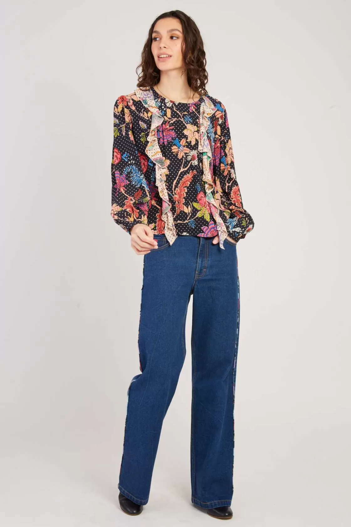 blouse_imprime_manches_bouffantes_fabienne_5.webp Maison Derhy Les Blouses, Chemisiers & Tops-Blouse imprimée manches bouffantes FABIENNE