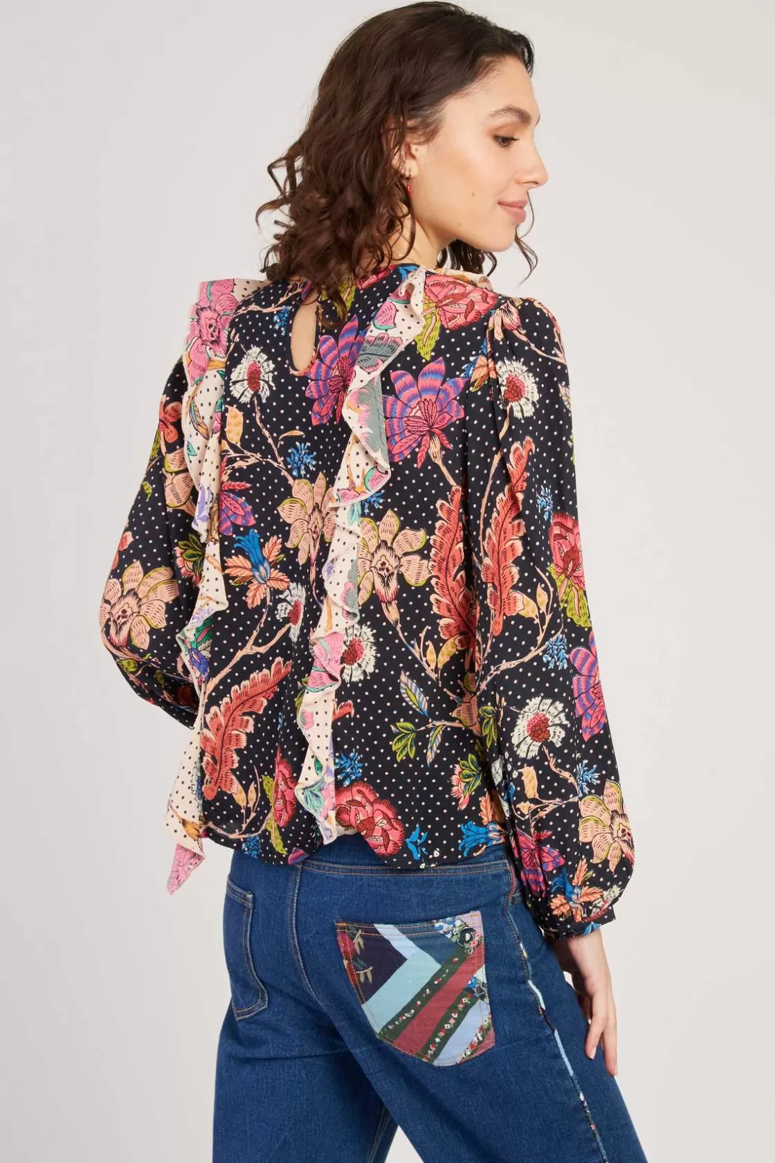 blouse_imprime_manches_bouffantes_fabienne_7.webp Maison Derhy Les Blouses, Chemisiers & Tops-Blouse imprimée manches bouffantes FABIENNE