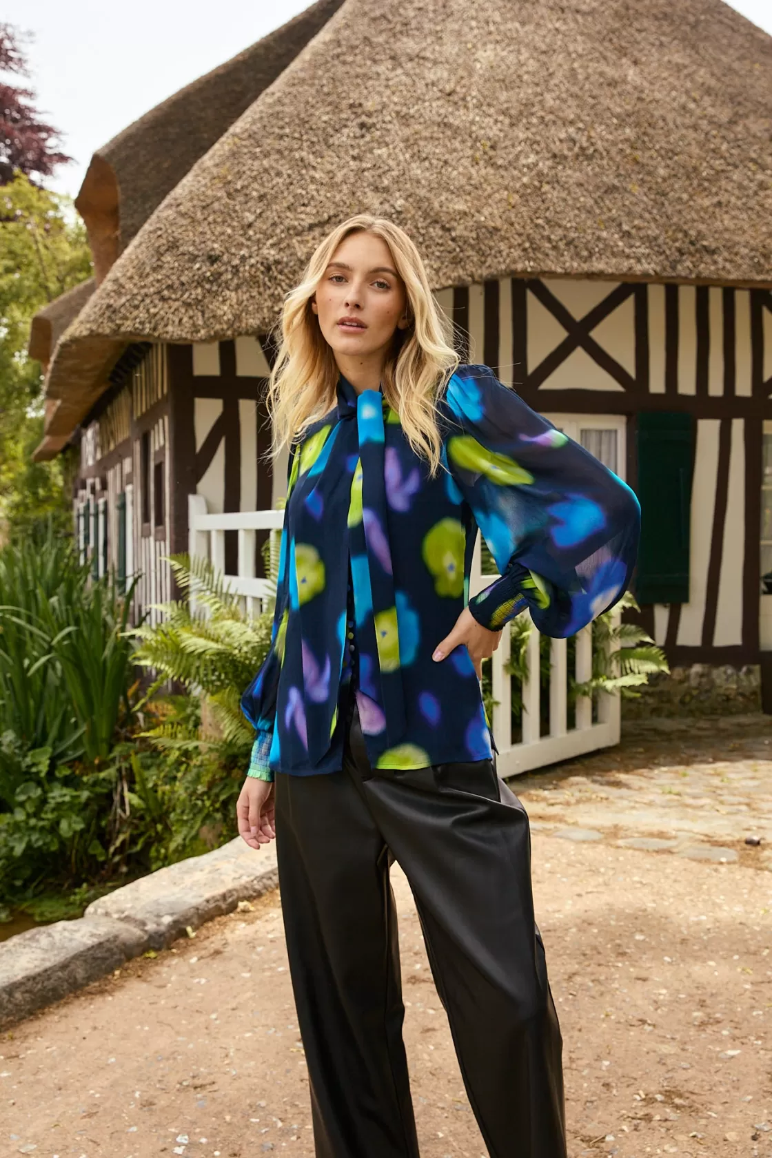 blouse_imprime_manches_longues_federica_4.webp Maison Derhy Les Blouses, Chemisiers & Tops-Blouse imprimée manches longues FEDERICA