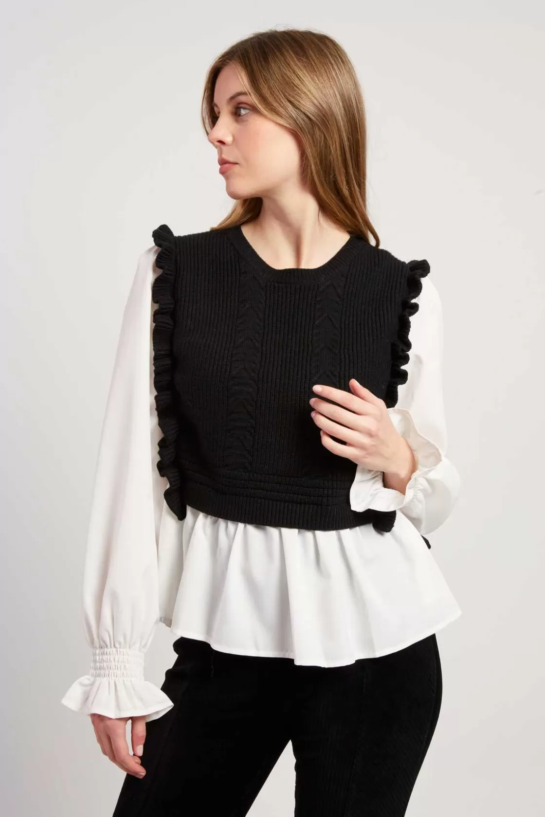 chemise_avec_pull_intgr_camelia_13.webp Maison Derhy Les Blouses, Chemisiers & Tops-Chemise avec pull intégré CAMELIA