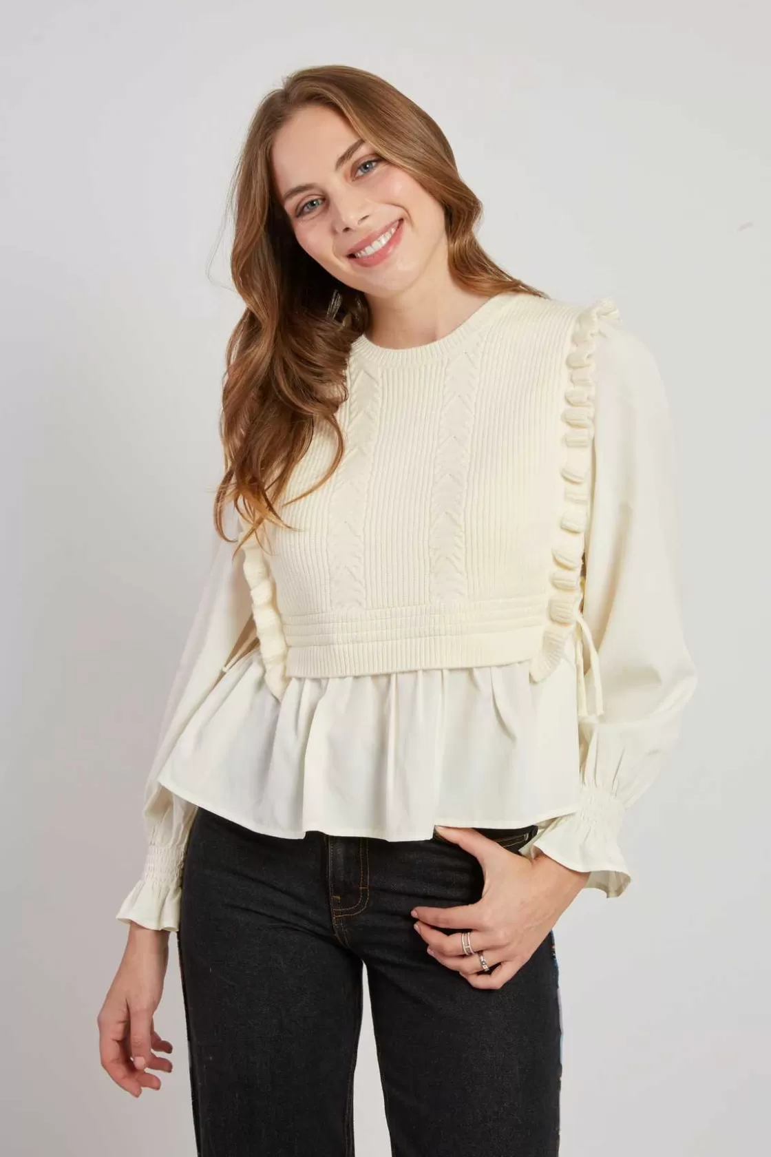 chemise_avec_pull_intgr_camelia_5.webp Maison Derhy Les Blouses, Chemisiers & Tops-Chemise avec pull intégré CAMELIA