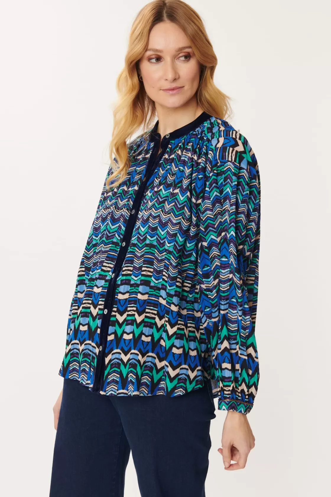 chemise_imprime_en_velours_multicolore_barth_3.webp Maison Derhy Les Blouses, Chemisiers & Tops-Chemise imprimée en velours multicolore BARTH