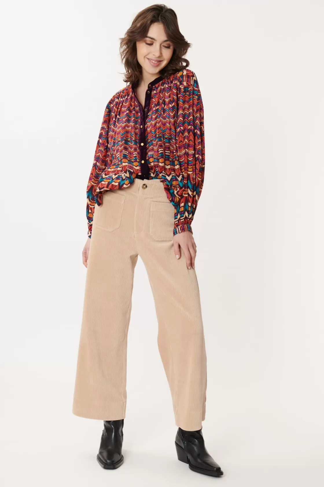 chemise_imprime_en_velours_multicolore_barth_7.webp Maison Derhy Les Blouses, Chemisiers & Tops-Chemise imprimée en velours multicolore BARTH