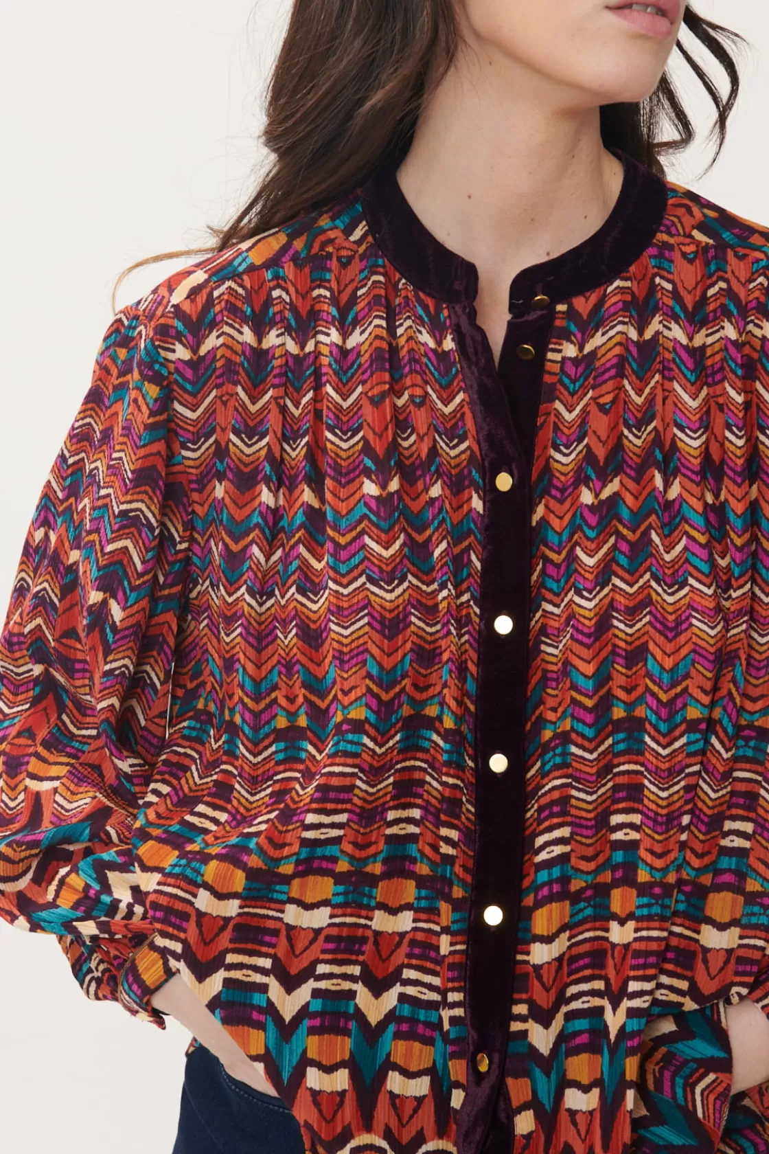 chemise_imprime_en_velours_multicolore_barth_9.webp Maison Derhy Les Blouses, Chemisiers & Tops-Chemise imprimée en velours multicolore BARTH