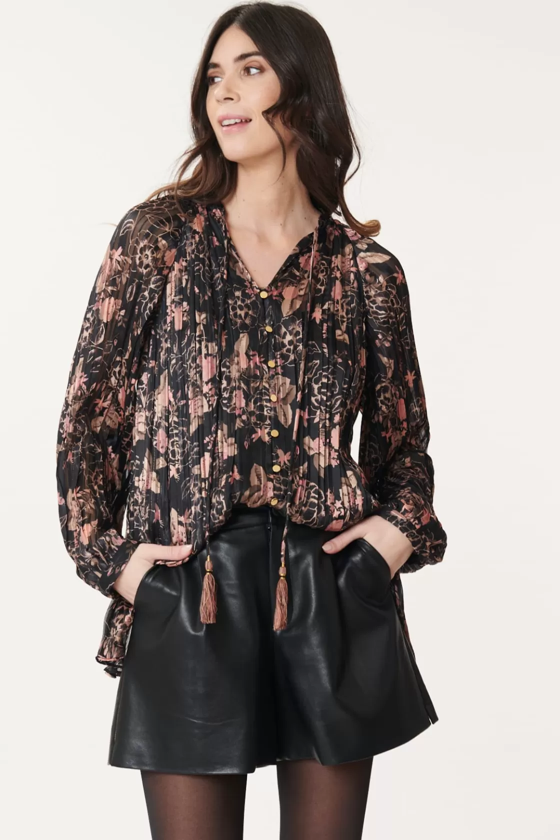 chemise_imprime_et_lurex_berangere_5.webp Maison Derhy Les Blouses, Chemisiers & Tops-Chemise imprimée et lurex BERANGERE