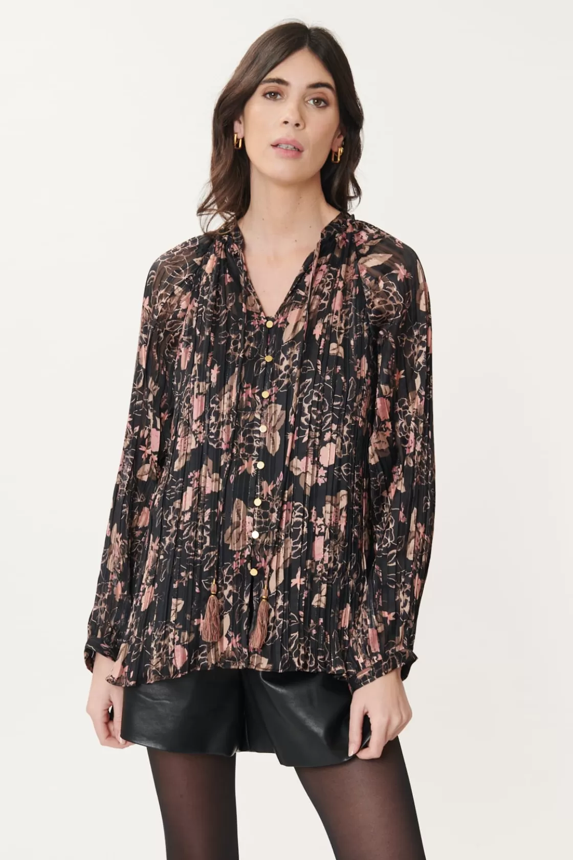 chemise_imprime_et_lurex_berangere_8.webp Maison Derhy Les Blouses, Chemisiers & Tops-Chemise imprimée et lurex BERANGERE