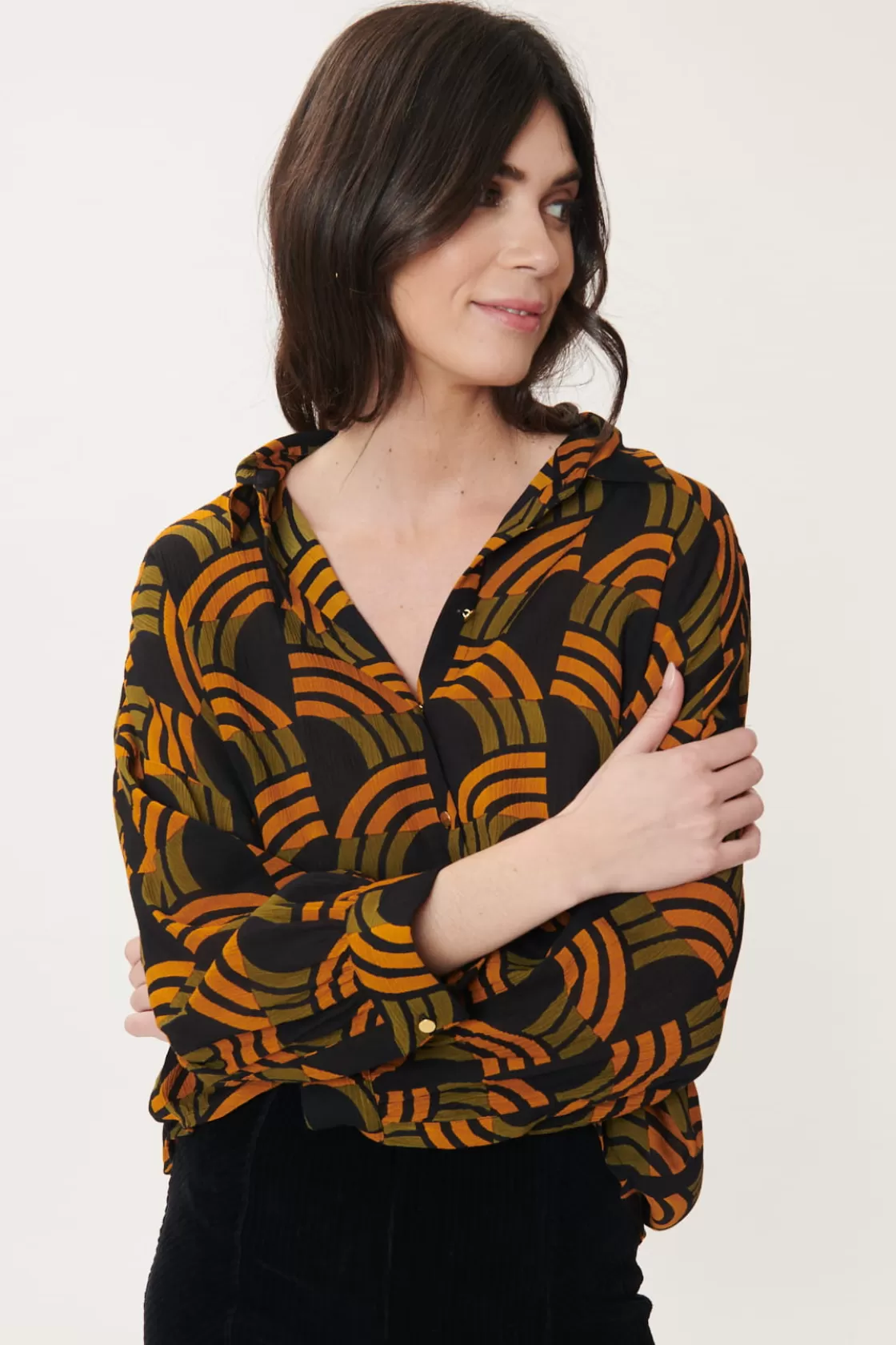 chemise_imprime_gomtrique_baxter_10.webp Maison Derhy Les Blouses, Chemisiers & Tops-Chemise imprimée géométrique BAXTER