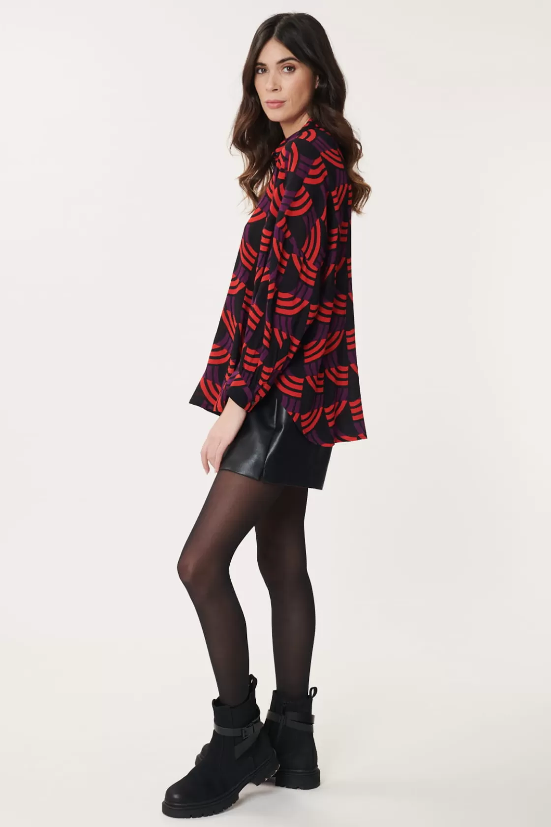 chemise_imprime_gomtrique_baxter_3.webp Maison Derhy Les Blouses, Chemisiers & Tops-Chemise imprimée géométrique BAXTER