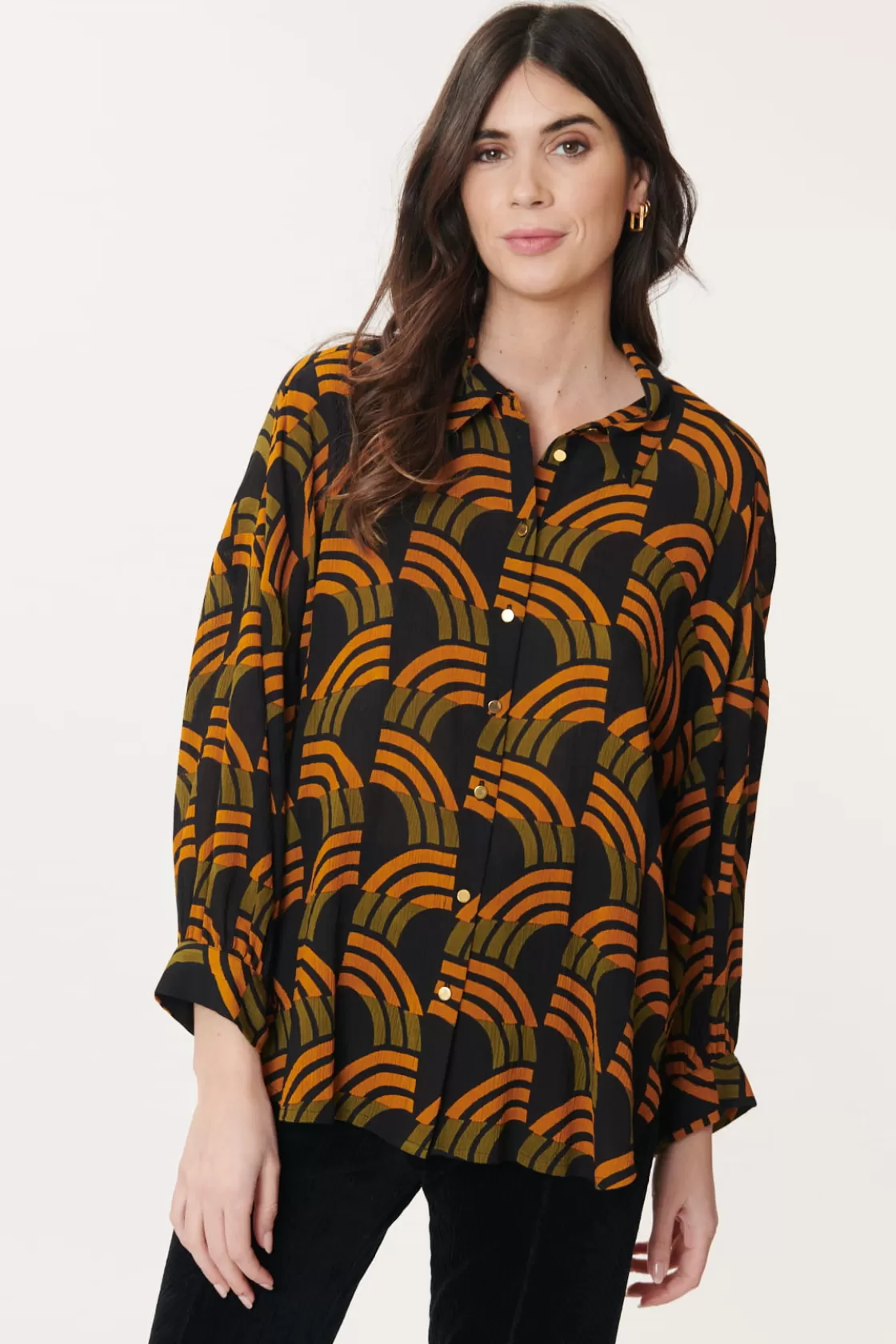 chemise_imprime_gomtrique_baxter_5.webp Maison Derhy Les Blouses, Chemisiers & Tops-Chemise imprimée géométrique BAXTER