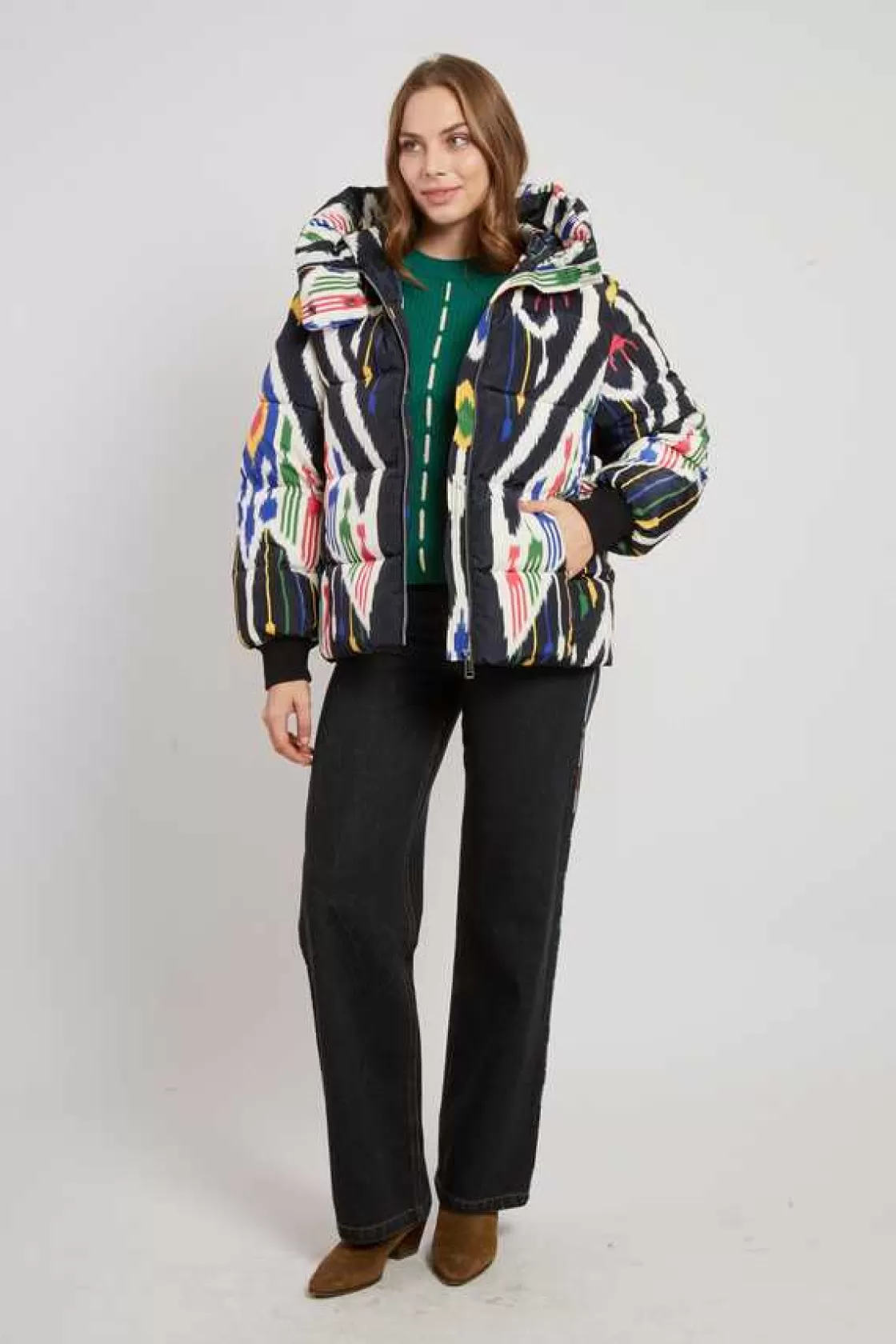 doudoune__capuche_motif_graphique_edith_2.webp Maison Derhy Les Manteaux, Vestes & Doudounes-Doudoune à capuche motif graphique EDITH Noir