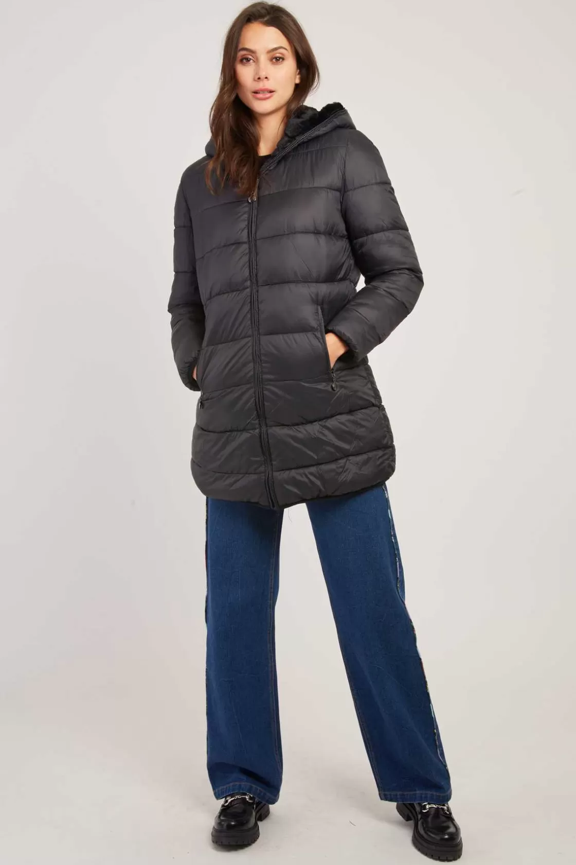 Maison Derhy Les Manteaux, Vestes & Doudounes-Doudoune reversible en fausse fourrure EFFIE