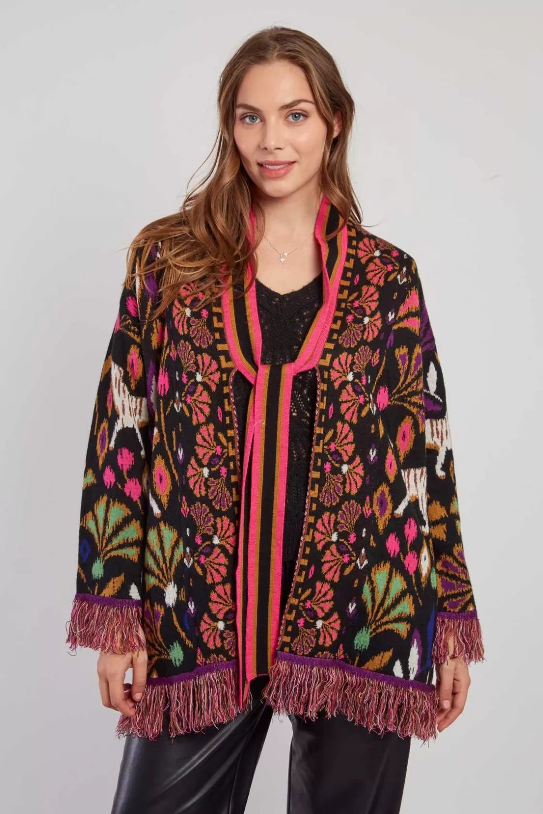 gilet_long__franges_darwin_3.webp Maison Derhy La Maille | Les Gilets, Cardigans & Pulls-Gilet long à franges DARWIN