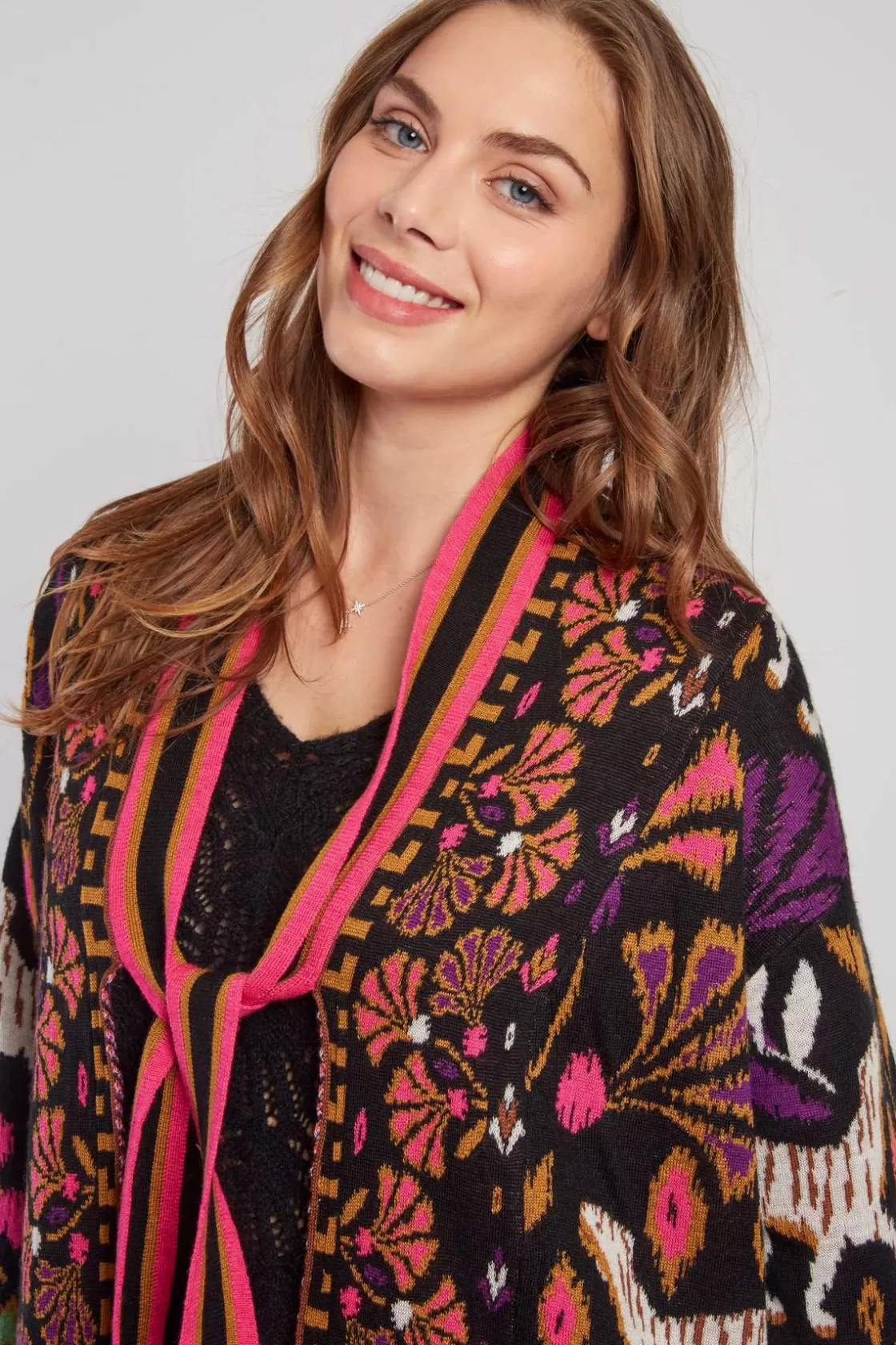 gilet_long__franges_darwin_5.webp Maison Derhy La Maille | Les Gilets, Cardigans & Pulls-Gilet long à franges DARWIN