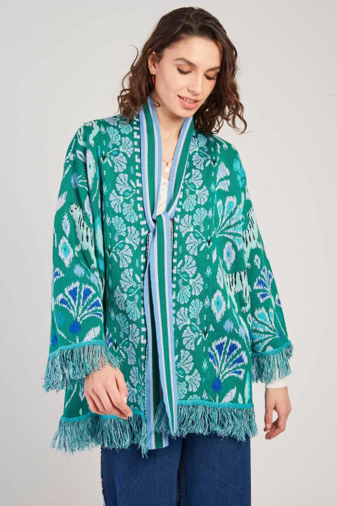 gilet_long__franges_darwin_7.webp Maison Derhy La Maille | Les Gilets, Cardigans & Pulls-Gilet long à franges DARWIN