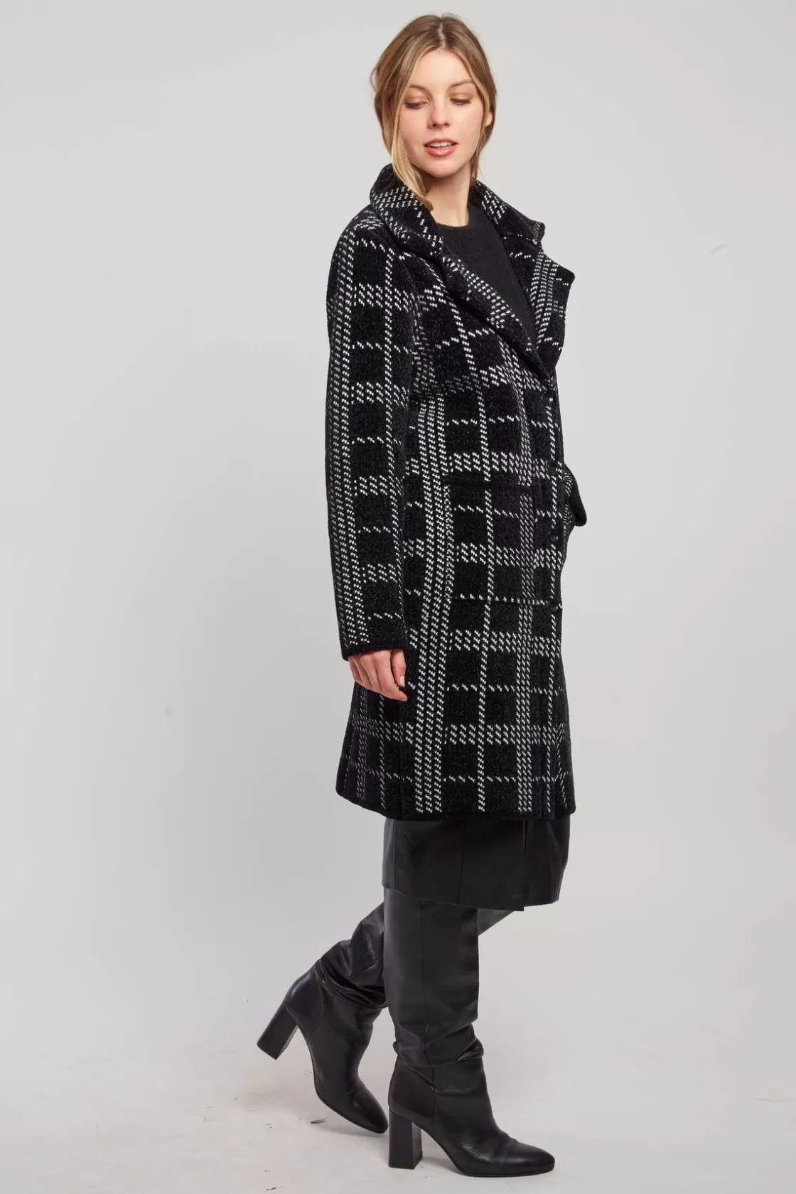 Maison Derhy Les Manteaux, Vestes & Doudounes | La Maille-Gilet long en maille jacquard bicolore DANIELA