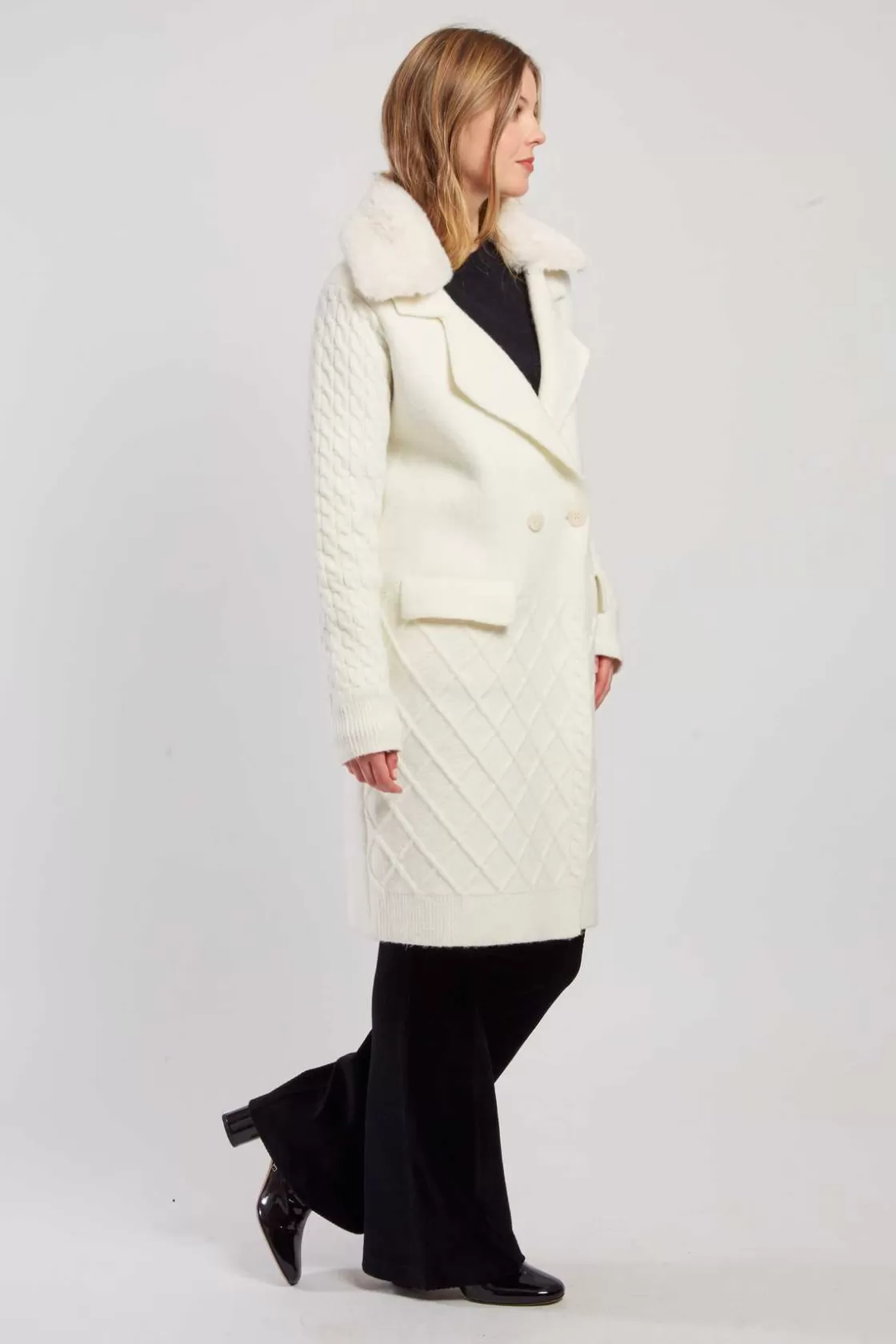 Maison Derhy Les Manteaux, Vestes & Doudounes | La Maille-Gilet long en maille torsadée DANAIDES