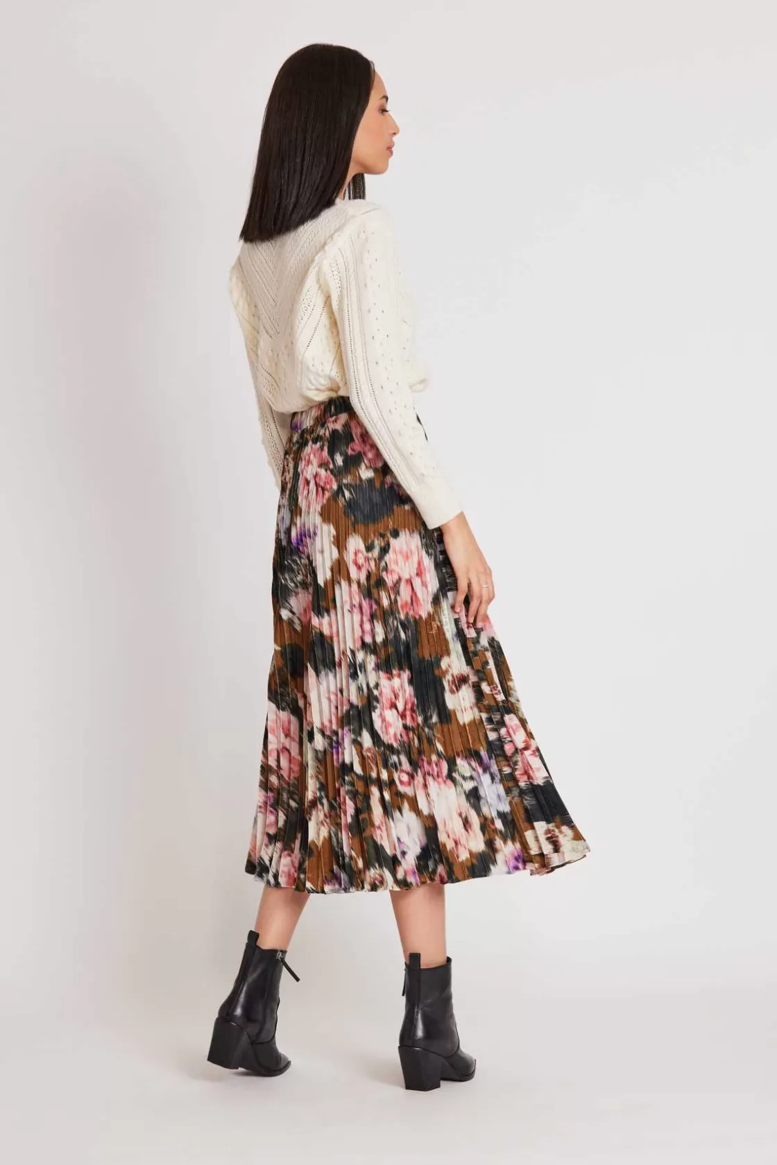 jupe_midi_plisse_et_imprime_havana_4.webp Maison Derhy Les Blouses, Chemisiers & Tops-Jupe midi plissée et imprimée HAVANA Kaki