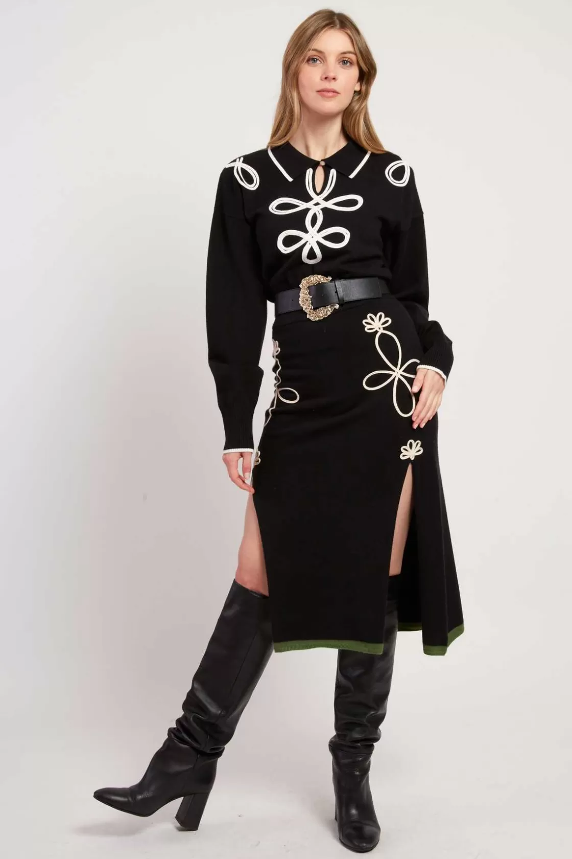 jupe_milongue_fendue_en_maille_gaby_6.webp Maison Derhy Les Jupes & Pantalons-Jupe mi-longue fendue en maille GABY