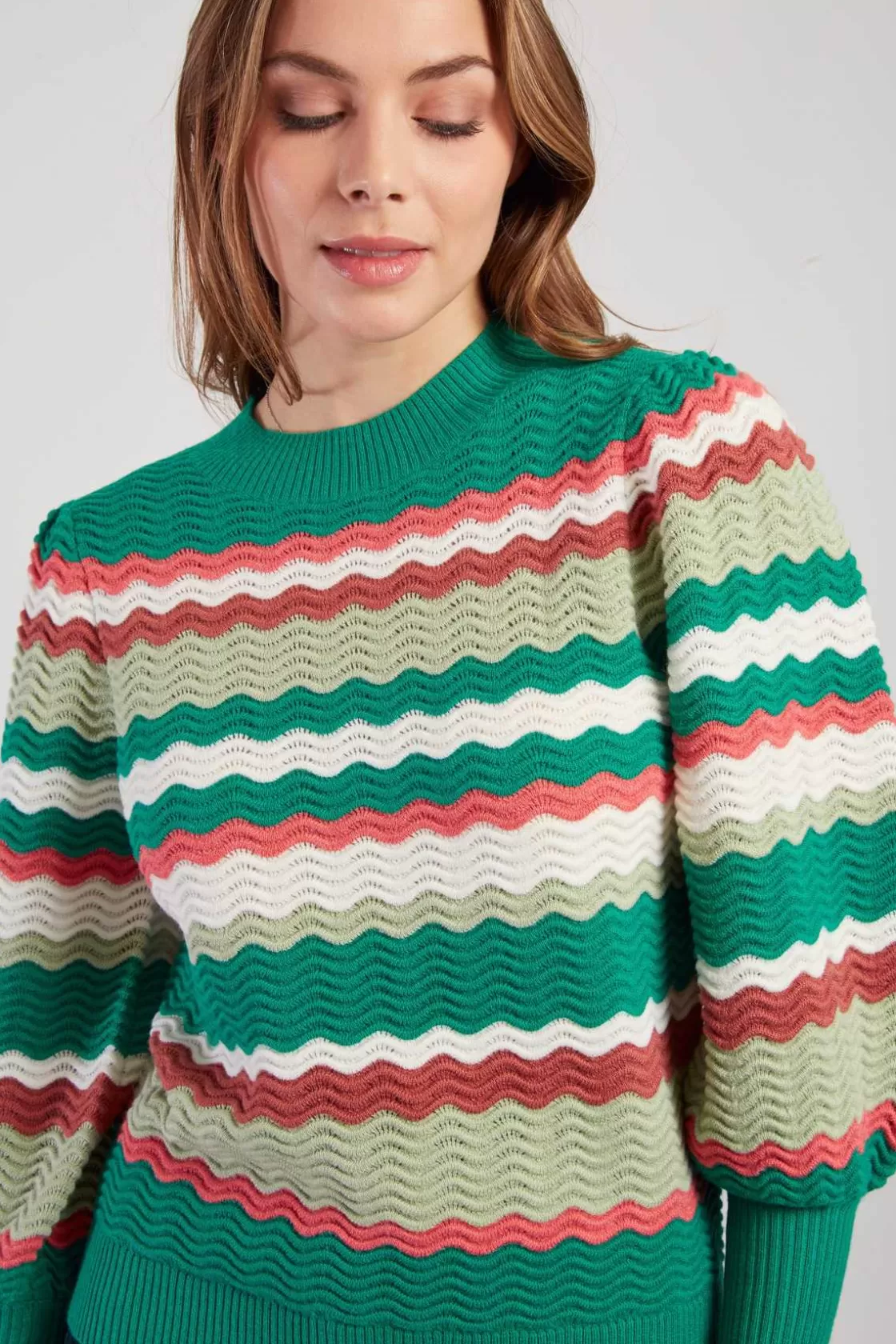 pull_ray_manches_bouffantes_cahors_9.webp Maison Derhy La Maille | Les Gilets, Cardigans & Pulls-Pull rayé manches bouffantes CAHORS