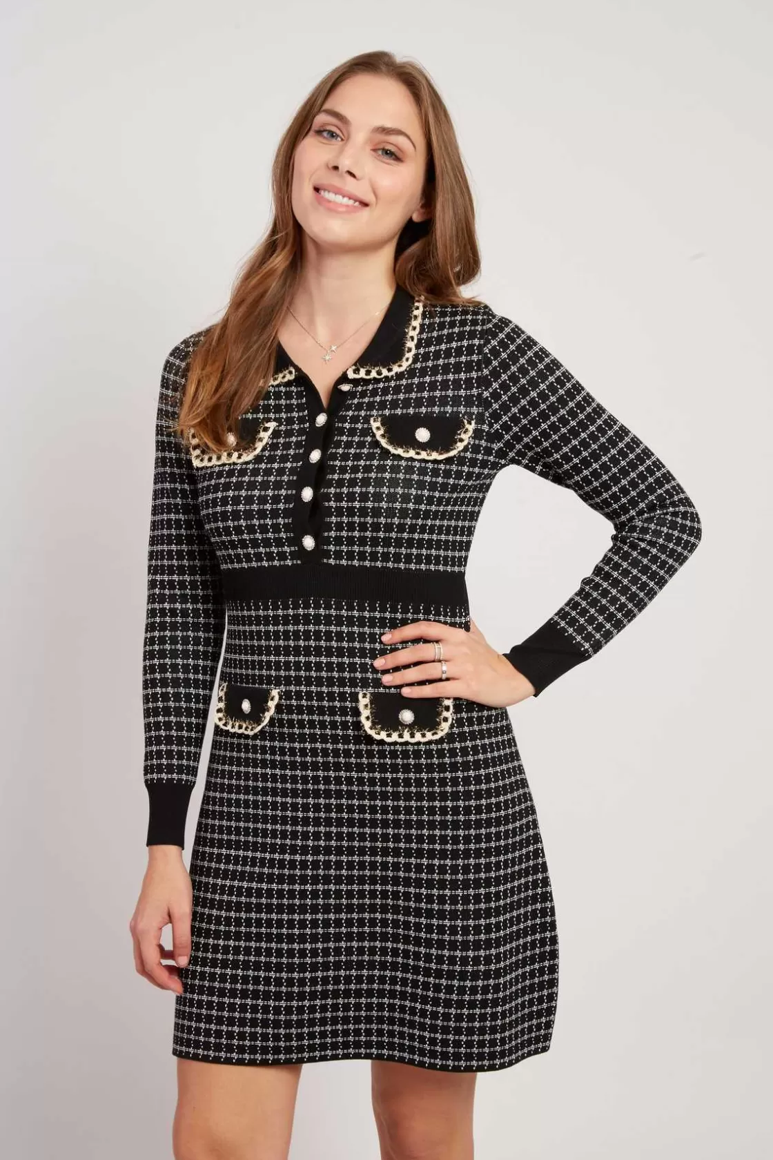 robe_courte_manches_longues_en_maille_jahorina_5.webp Maison Derhy La Maille | Robes Courtes-Robe courte manches longues en maille JAHORINA