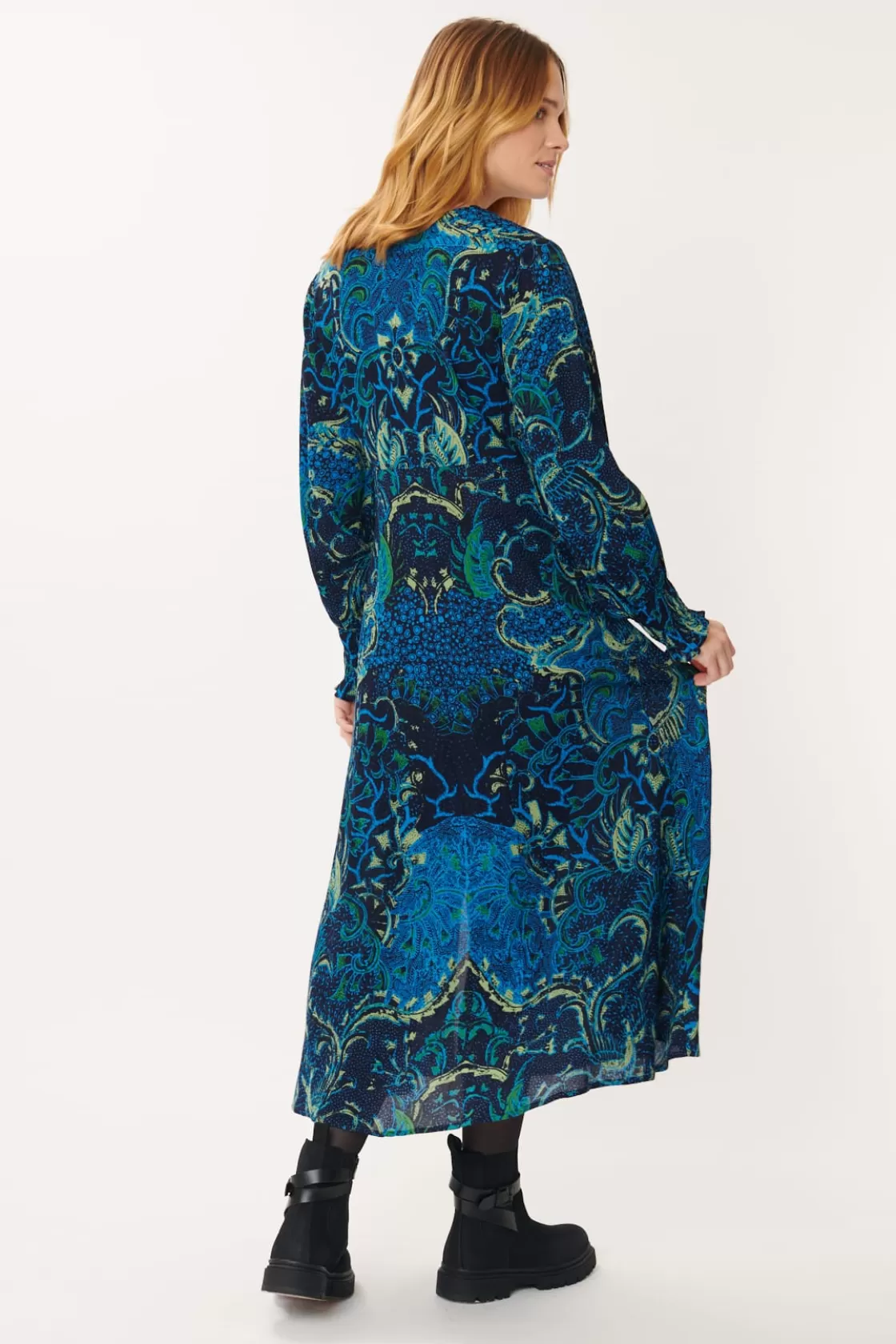 robe_imprime_en_crpe_de_rayonne_alanis_2.webp Maison Derhy Robes Imprimées | Robes Longues-Robe Imprimée en crêpe de Rayonne ALANIS Bleu