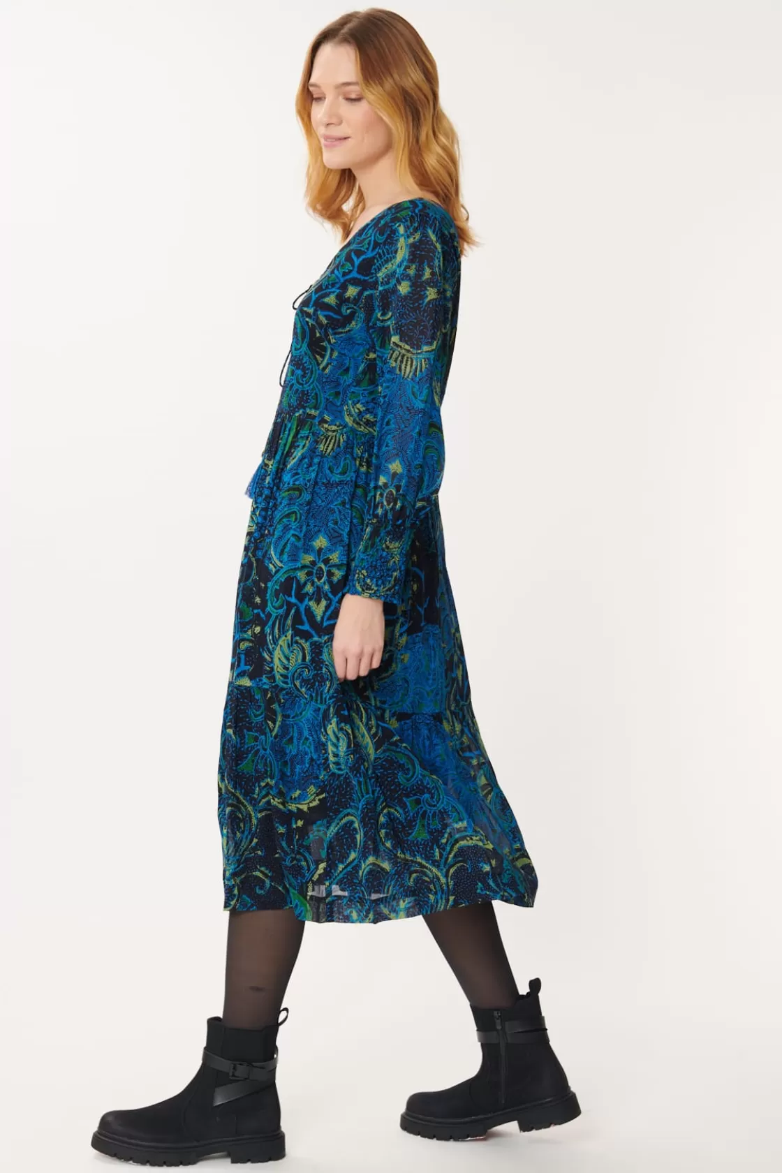 robe_midi_imprime_alba_3.webp Maison Derhy Robes Imprimées | Robes Longues-Robe midi imprimée ALBA Bleu