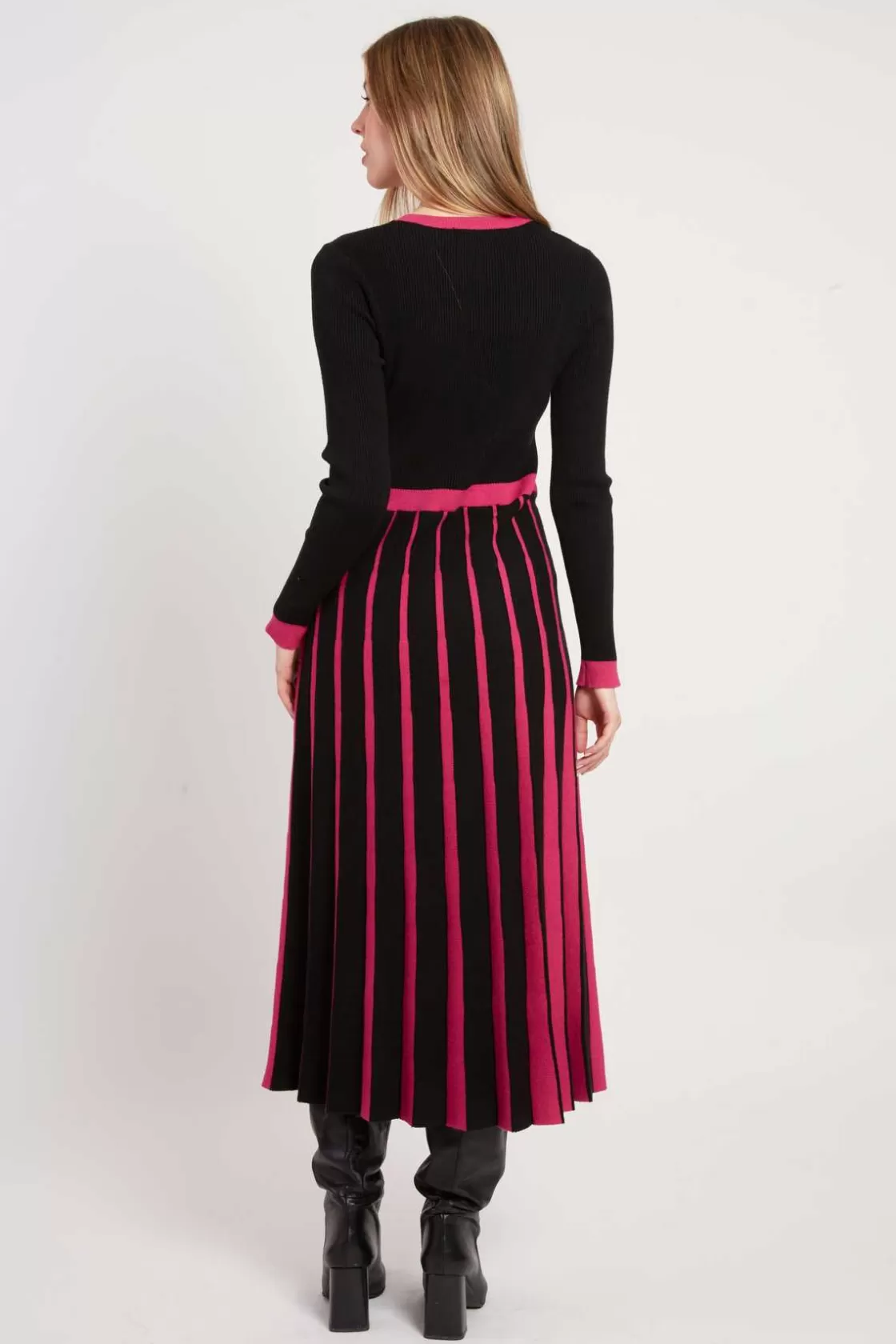 robe_milongue_en_maille_bicolore_jeannette_8.webp Maison Derhy La Maille | Robes Longues-Robe mi-longue en maille bicolore JEANNETTE