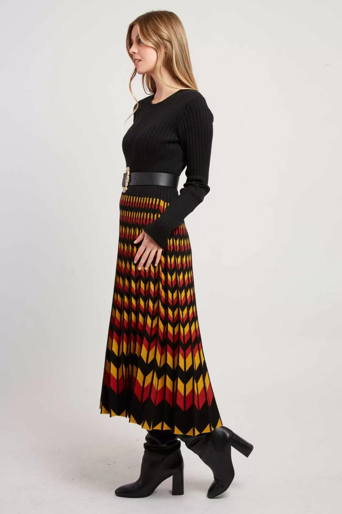 robe_milongue_manches_longues_en_maille_jazz_2.webp Maison Derhy La Maille | Robes Longues-Robe mi-longue manches longues en maille JAZZ