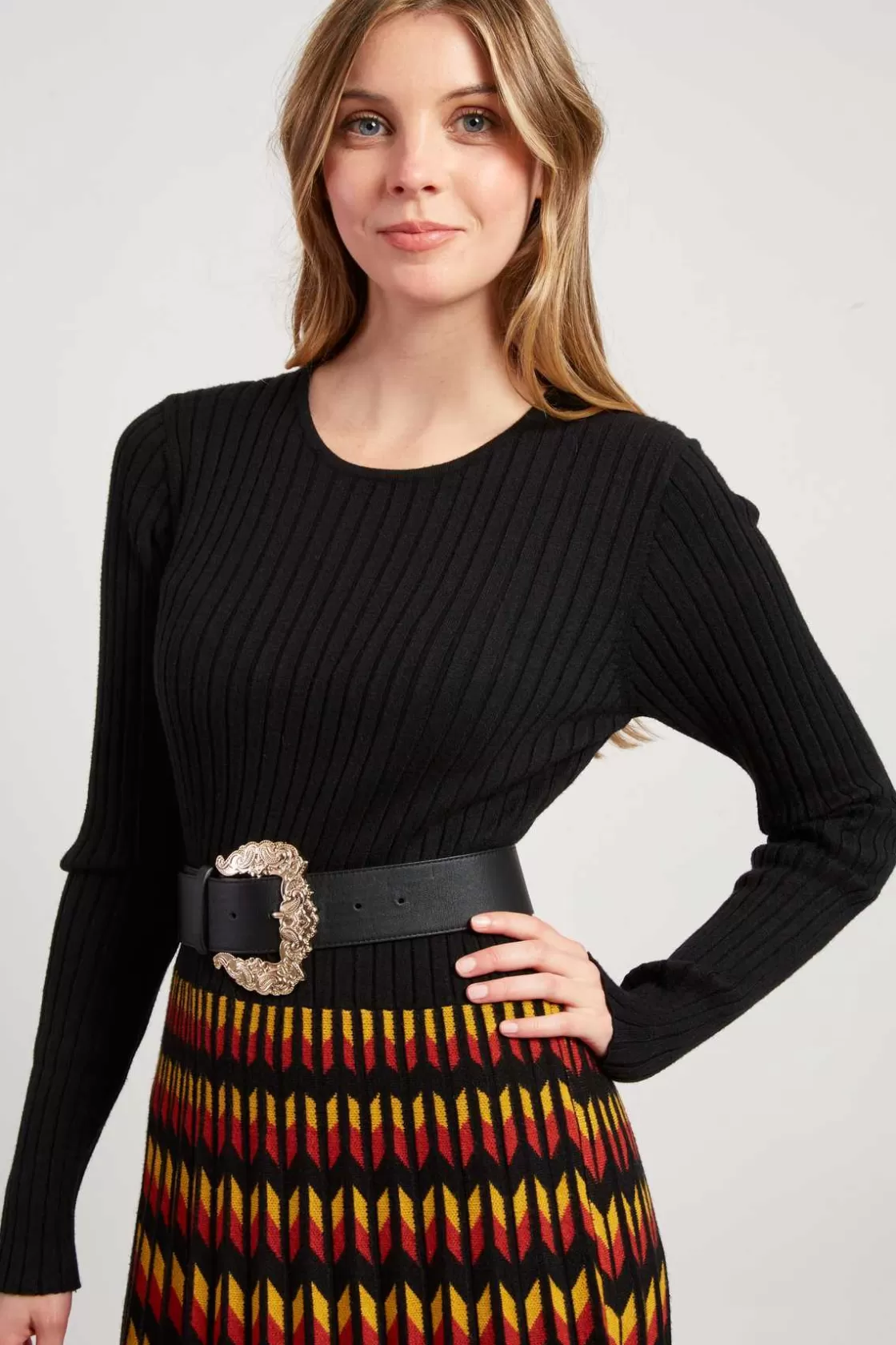 robe_milongue_manches_longues_en_maille_jazz_4.webp Maison Derhy La Maille | Robes Longues-Robe mi-longue manches longues en maille JAZZ