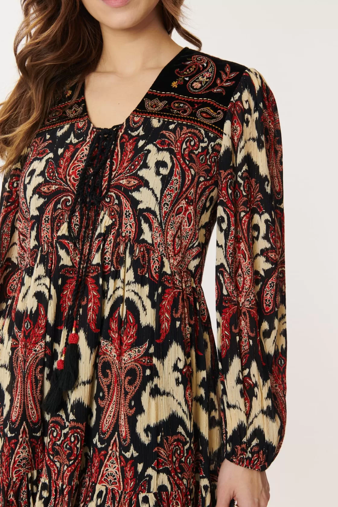 robe_paisley_brode_agrippine_4.webp Maison Derhy Robes Imprimées | Robes Courtes-Robe Paisley Brodée AGRIPPINE