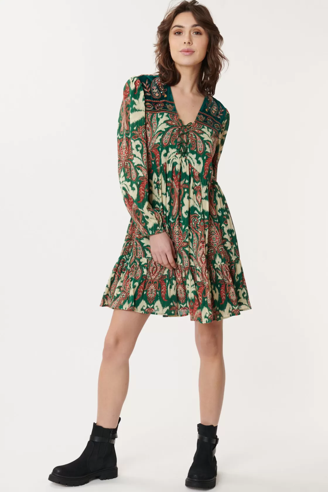 robe_paisley_brode_agrippine_6.webp Maison Derhy Robes Imprimées | Robes Courtes-Robe Paisley Brodée AGRIPPINE