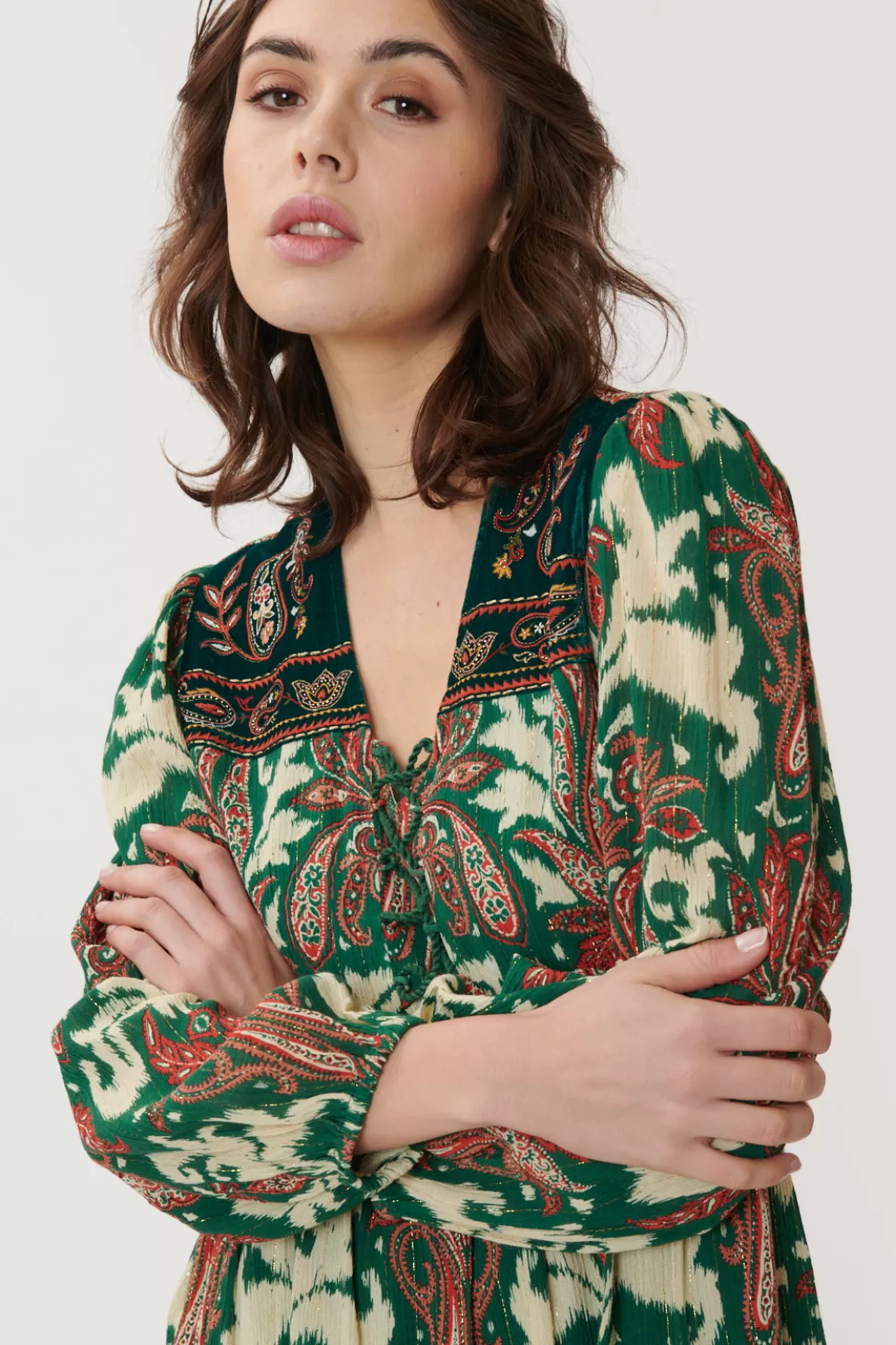 robe_paisley_brode_agrippine_8.webp Maison Derhy Robes Imprimées | Robes Courtes-Robe Paisley Brodée AGRIPPINE